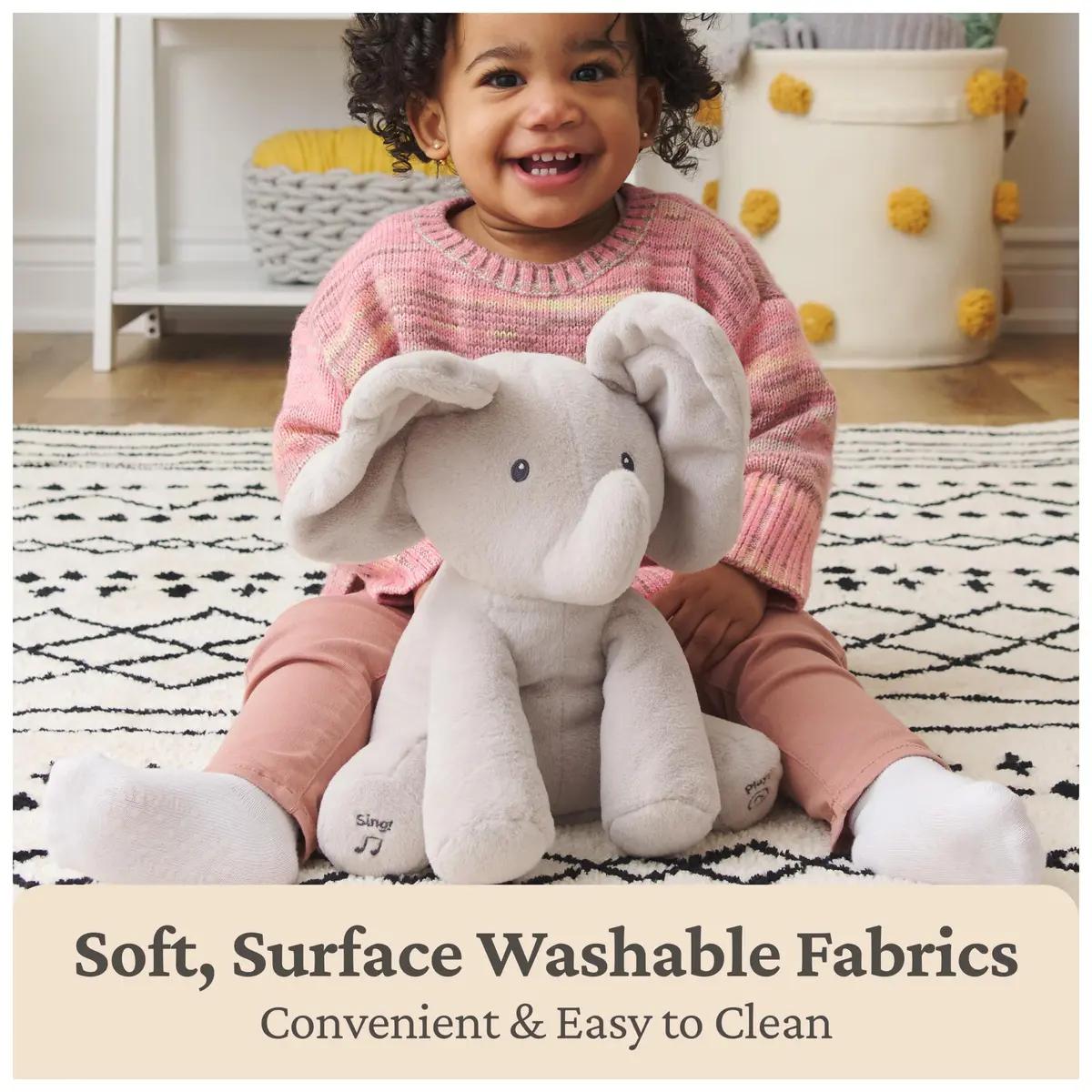 GUND Baby Flappy Elephant 12-inch Interactive Plush Toy | Animated Musical Baby Toy for 0+ - view 5
