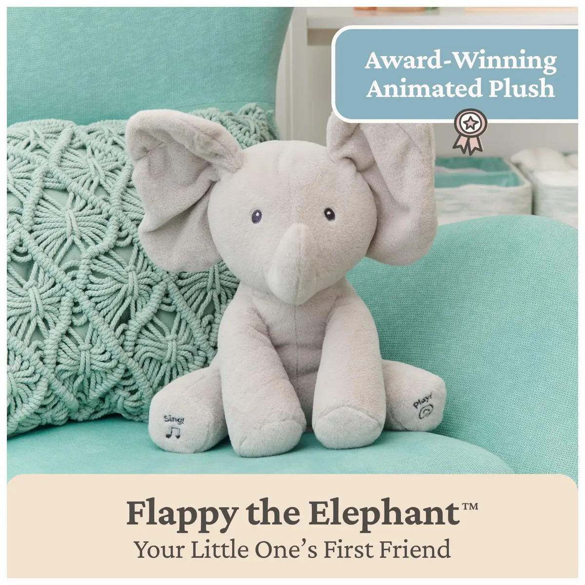 GUND Baby Flappy Elephant 12-inch Interactive Plush Toy | Animated Musical Baby Toy for 0+ - view 8