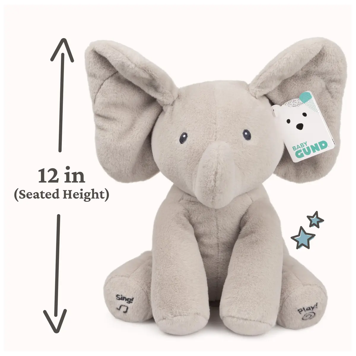 GUND Baby Flappy Elephant 12-inch Interactive Plush Toy | Animated Musical Baby Toy for 0+ - view 9