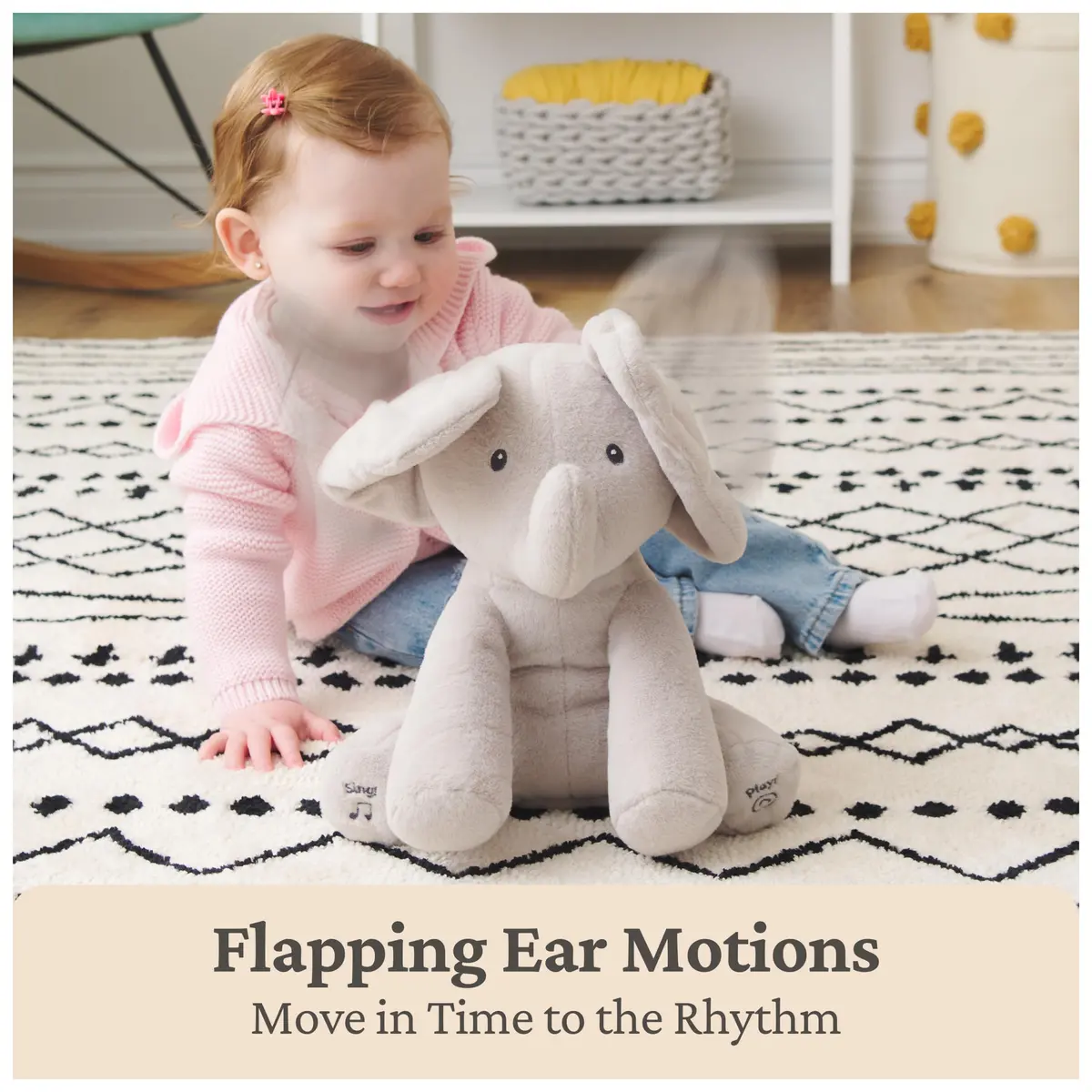 GUND Baby Flappy Elephant 12-inch Interactive Plush Toy | Animated Musical Baby Toy for 0+ - view 2