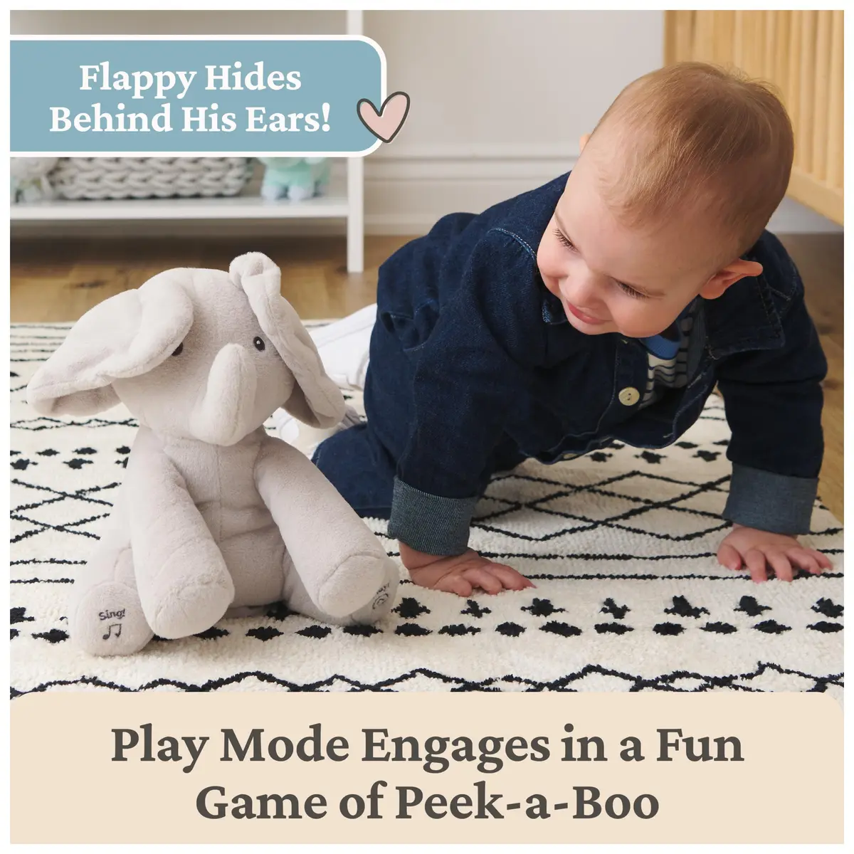 GUND Baby Flappy Elephant 12-inch Interactive Plush Toy | Animated Musical Baby Toy for 0+ - view 3