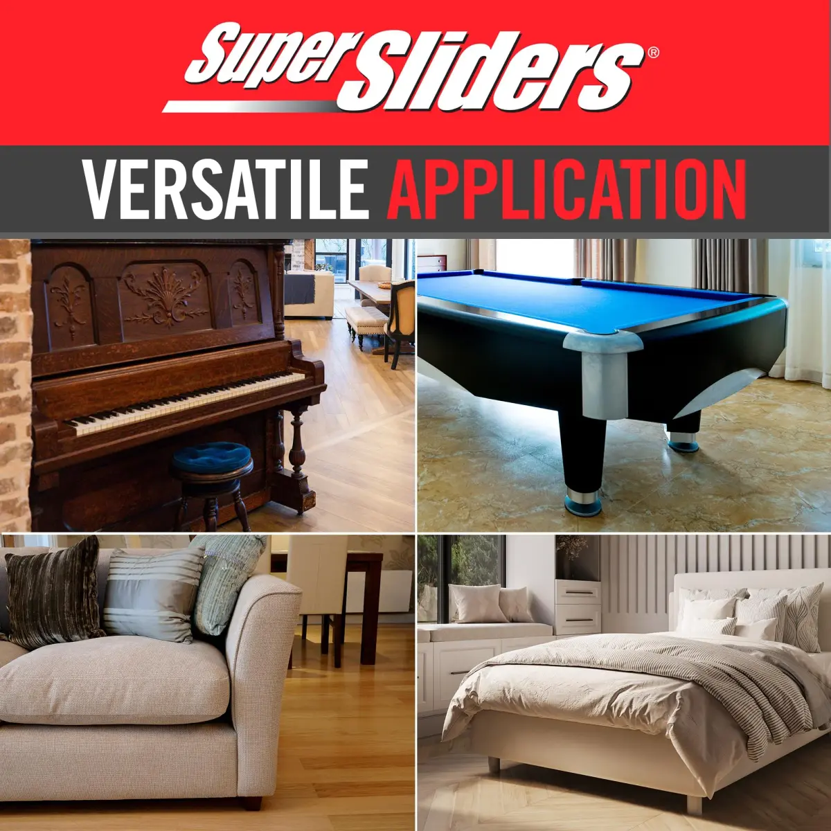 Super Sliders 3.5" x 6" Oval Reusable Furniture Sliders for Hard Surfaces | Set of 4 Beige - view 7