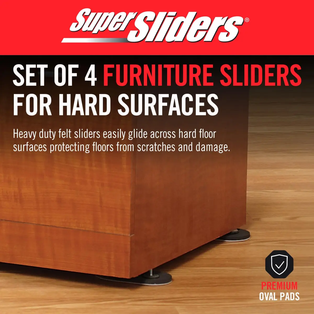 Super Sliders 3.5" x 6" Oval Reusable Furniture Sliders for Hard Surfaces | Set of 4 Beige - view 3