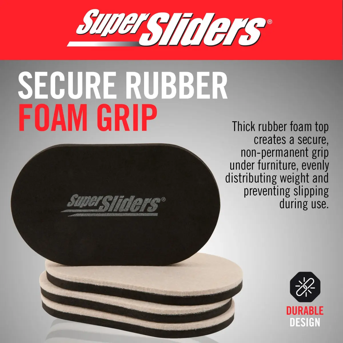 Super Sliders 3.5" x 6" Oval Reusable Furniture Sliders for Hard Surfaces | Set of 4 Beige - view 4