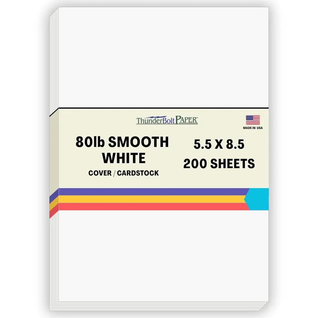 ThunderBolt Paper Bright White 80 lb Card Stock | Smooth Finish for Invitations & Crafts - main product image