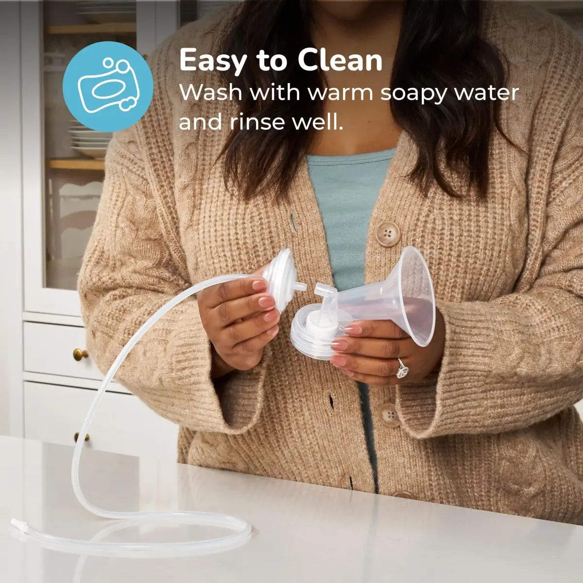 Spectra Baby Wide Breast Shield Set for Breast Milk Pump, Large 28mm (1 Pack, Clear White) | Authentic USA Import for Optimal Pumping - view 5