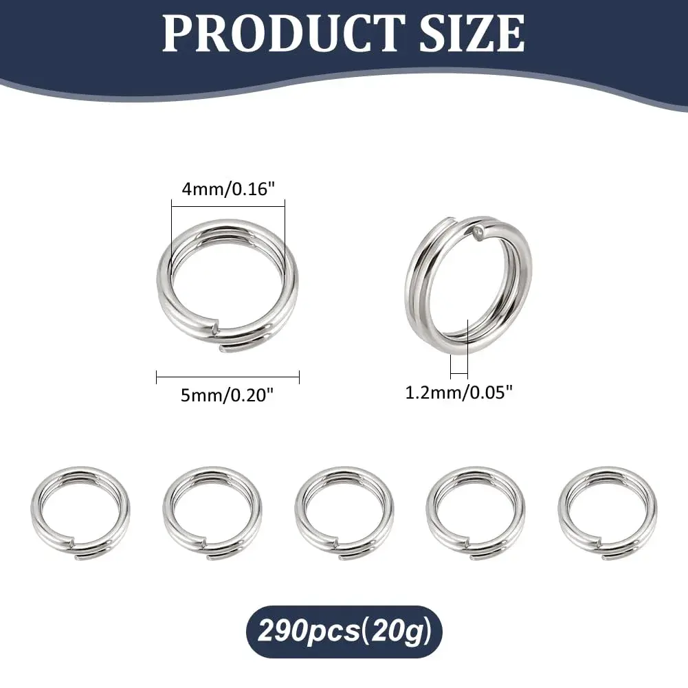 PH PandaHall Split Rings 5x1.2mm (380pcs, 20g) | Stainless Steel Jump Rings for Jewelry Making - view 2