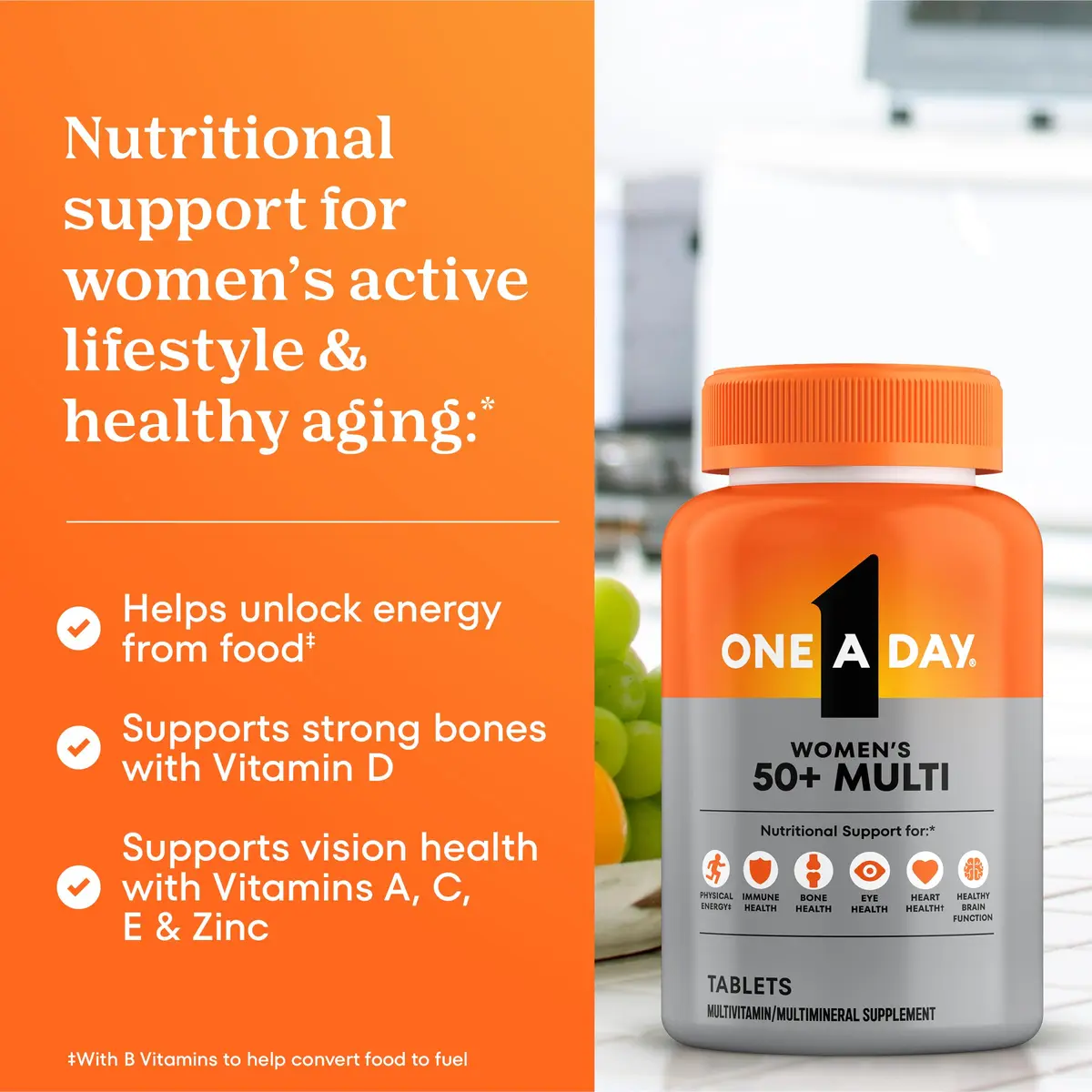 ONE A DAY Women’s Multivitamin 50+ Tablets | Supports Aging & Immunity - view 3