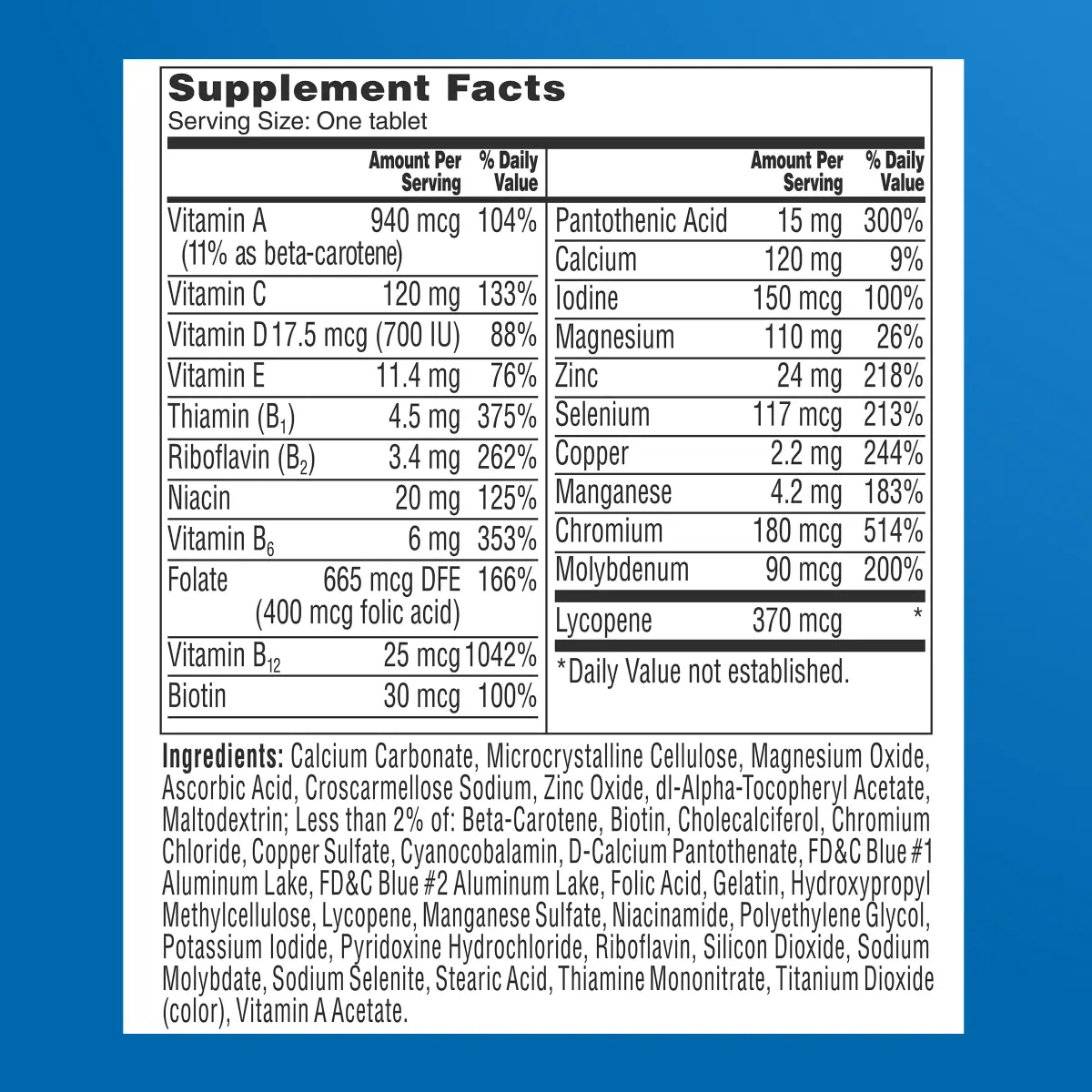 One A Day Men's 50+ Multivitamins 100 Count (Pack of 1) | Supports Immune Health & Energy with Zinc & Vitamin D - view 7