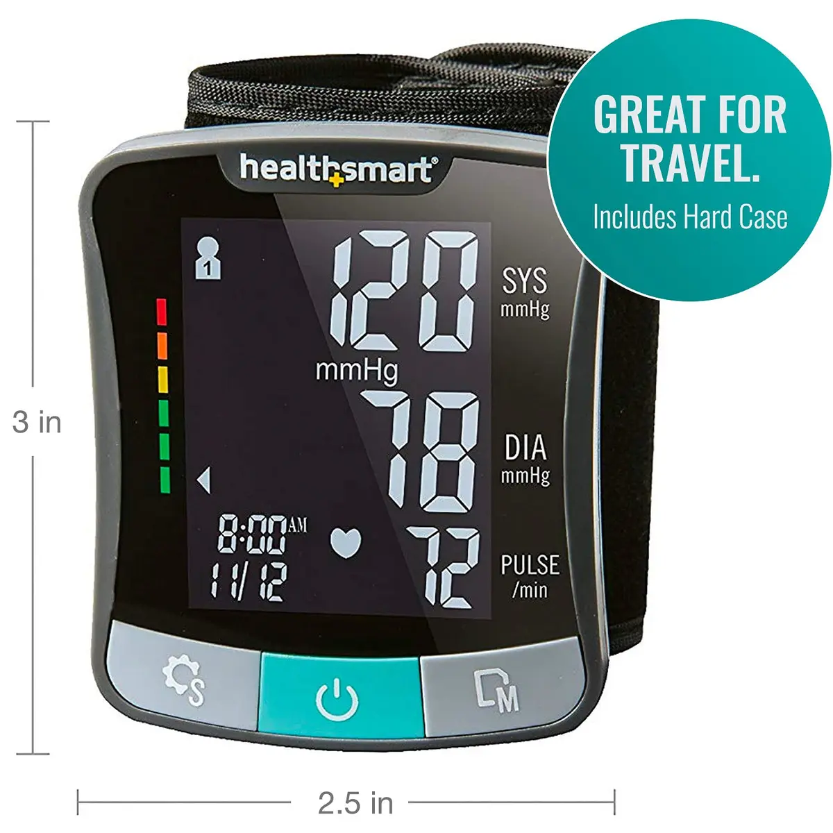 HealthSmart Digital Premium Wrist Blood Pressure Monitor with Talking Feature | 120 Readings, 2 Users, 5.3"-8.5" Cuff - view 6