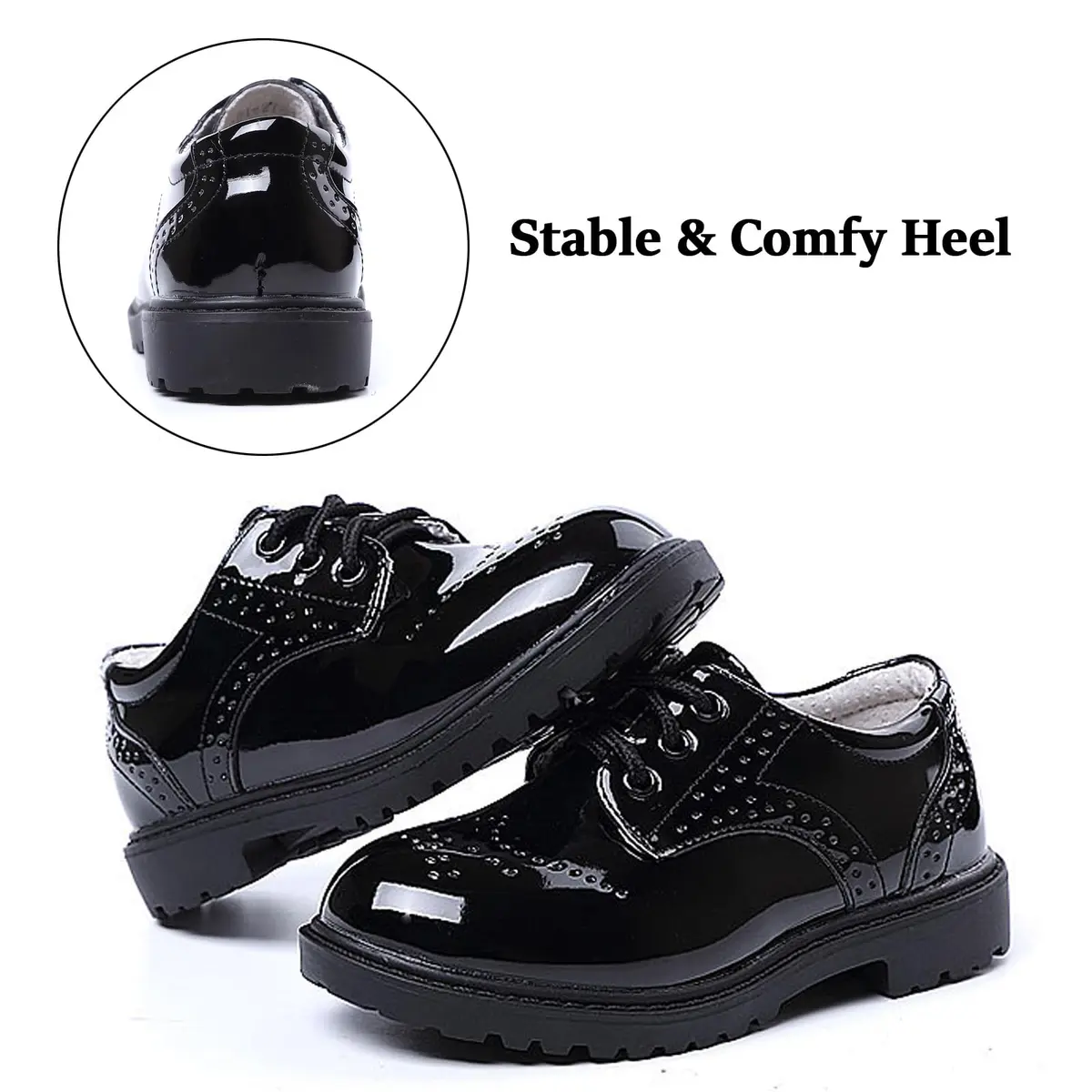 DADAWEN Children's Boy's Girl's Lace-Up School Uniform Shoes Comfort Oxford Dress Shoes (Toddler/Little Kid/Big Kid) Black US Size 5 M Toddler | Classic Oxford Style - view 6