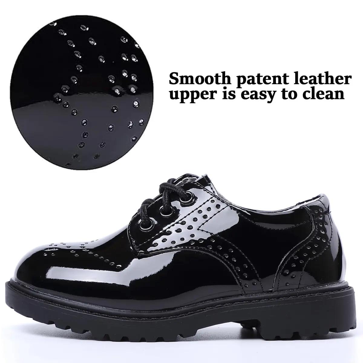DADAWEN Children's Boy's Girl's Lace-Up School Uniform Shoes Comfort Oxford Dress Shoes (Toddler/Little Kid/Big Kid) Black US Size 5 M Toddler | Classic Oxford Style - view 3