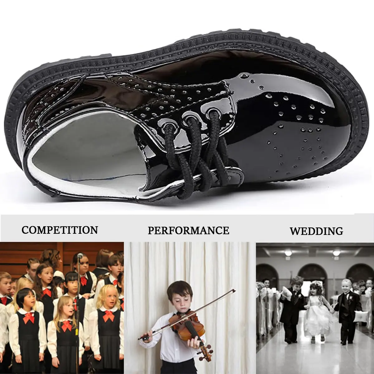 DADAWEN Children's Boy's Girl's Lace-Up School Uniform Shoes Comfort Oxford Dress Shoes (Toddler/Little Kid/Big Kid) Black US Size 5 M Toddler | Classic Oxford Style - view 4