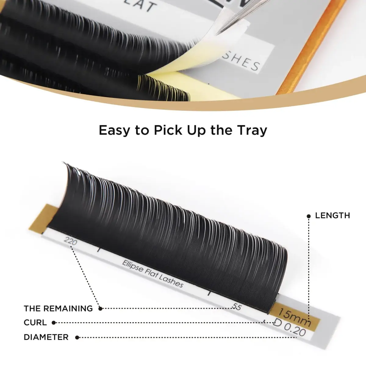LASHVIEW Ellipse Flat Eyelash Extensions 0.15mm D Curl 13mm Black | Handmade Synthetic Lashes for Salon Use - view 5