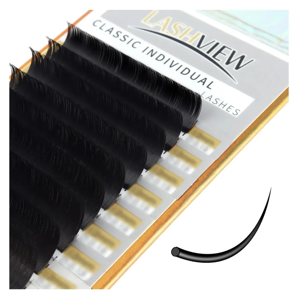 LASHVIEW 1000 Premade Volume Eyelash Extensions 10D C Curl 0.15mm Thickness 13mm Single Tray - main product image