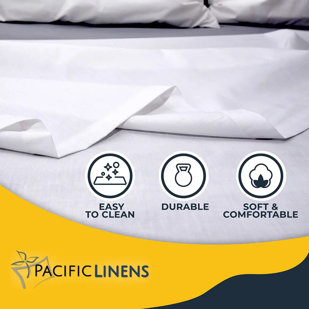 Pacific Linens Flat King Bed Sheets 200 TC Cotton | Wrinkle-Free, Durable & Easy Care (108 x 110) - view 2