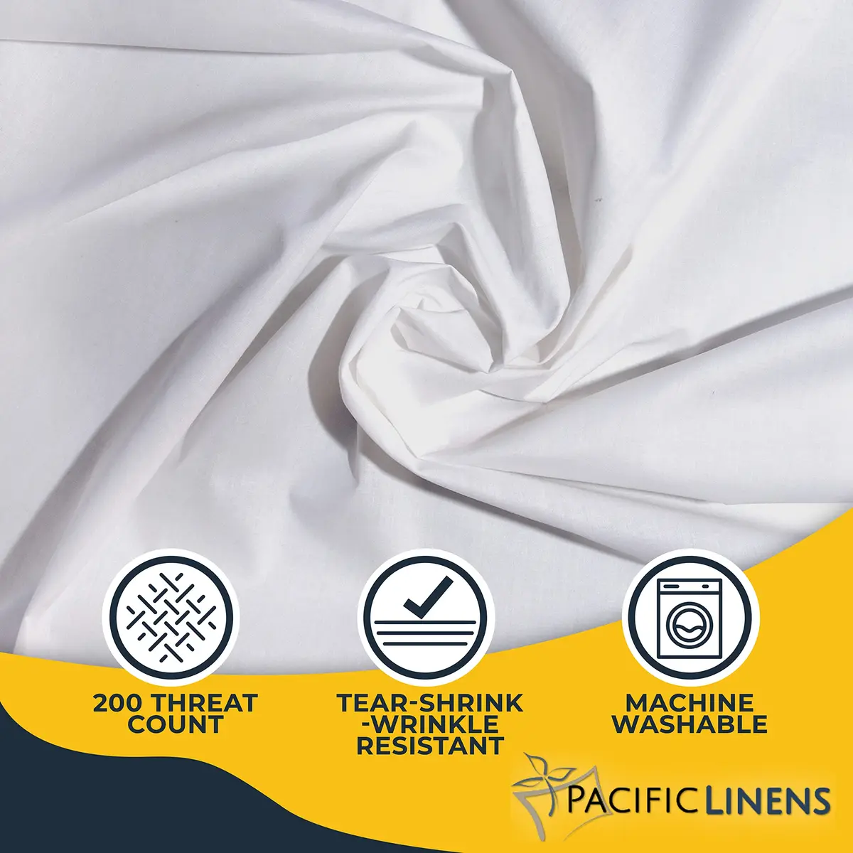 Pacific Linens Full Size Flat Bed Sheet | 200 Thread Count Cotton & Polyester Blend, Wrinkle-Free, Durable & Easy Care - view 4