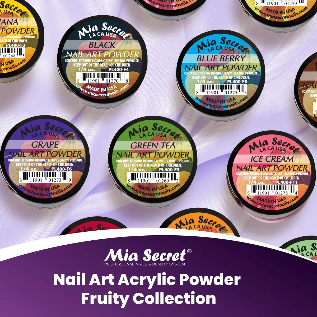 Mia Secret Fruity Collection Nail Acrylic Powder Set of 12 | 0.25 oz/ea | Vibrant Colors for Nail Art - view 5