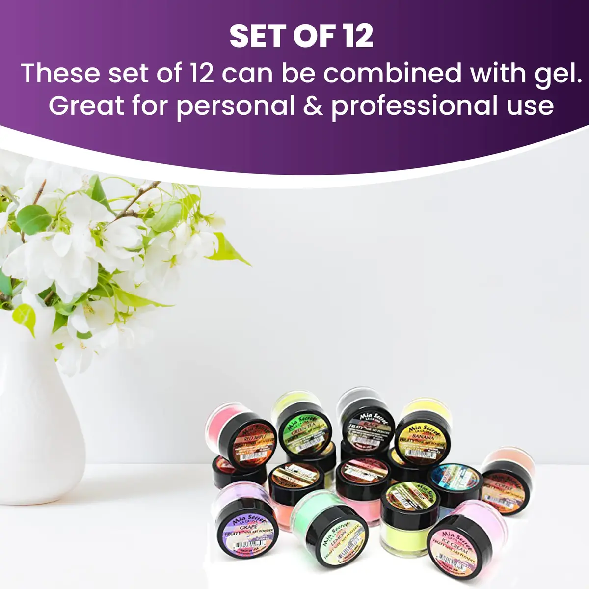 Mia Secret Fruity Collection Nail Acrylic Powder Set of 12 | 0.25 oz/ea | Vibrant Colors for Nail Art - view 7