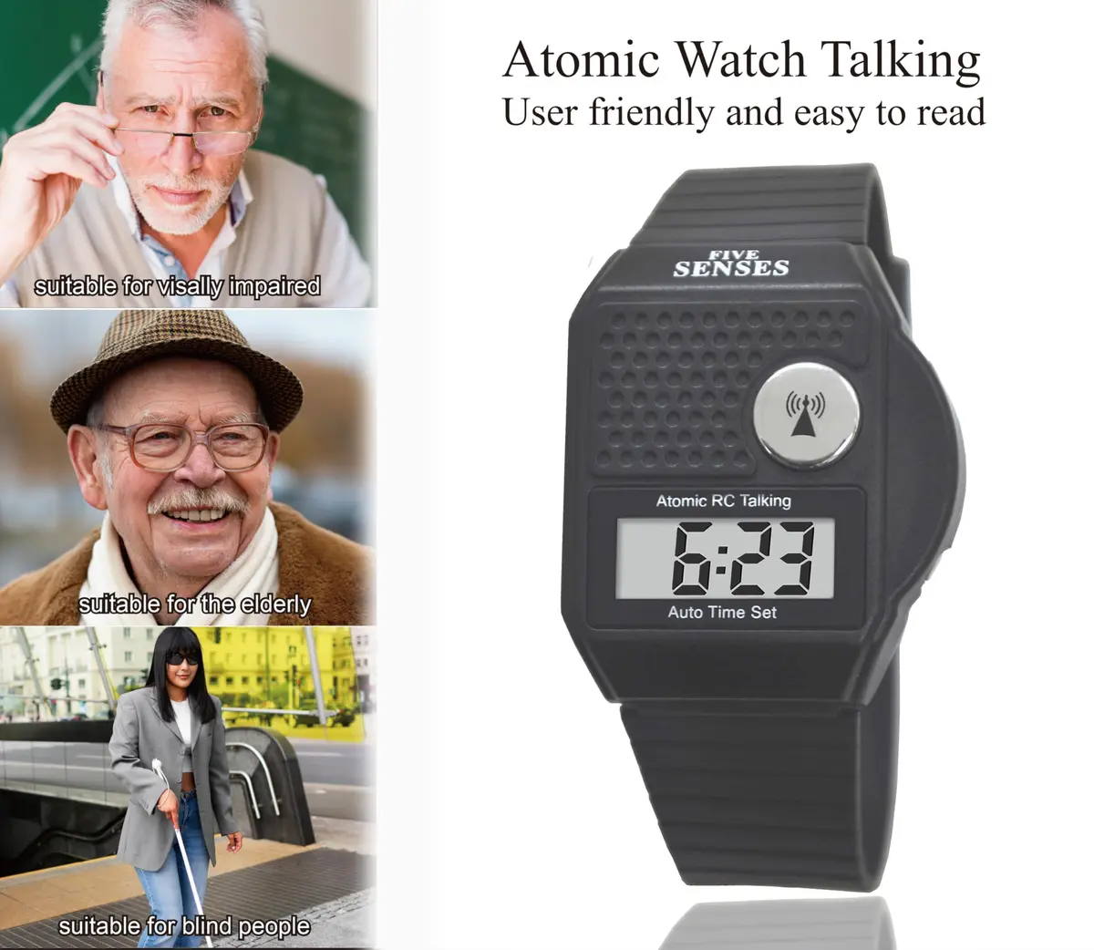 FIVE SENSES Atomic Talking Watch for Seniors & Visually Impaired | Self-Setting, Loud Voice, Easy to Use - view 6
