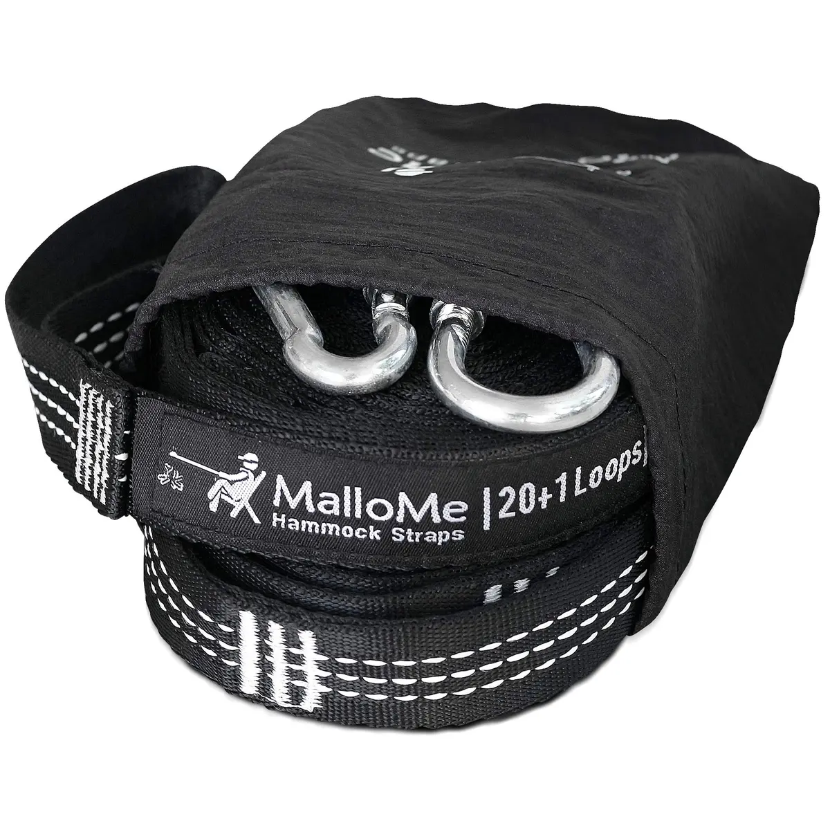 MalloMe Hammock Tree Straps with Carabiners - 12ft Heavy Duty Adjustable Swing Straps | 2-Pack, Black - view 6