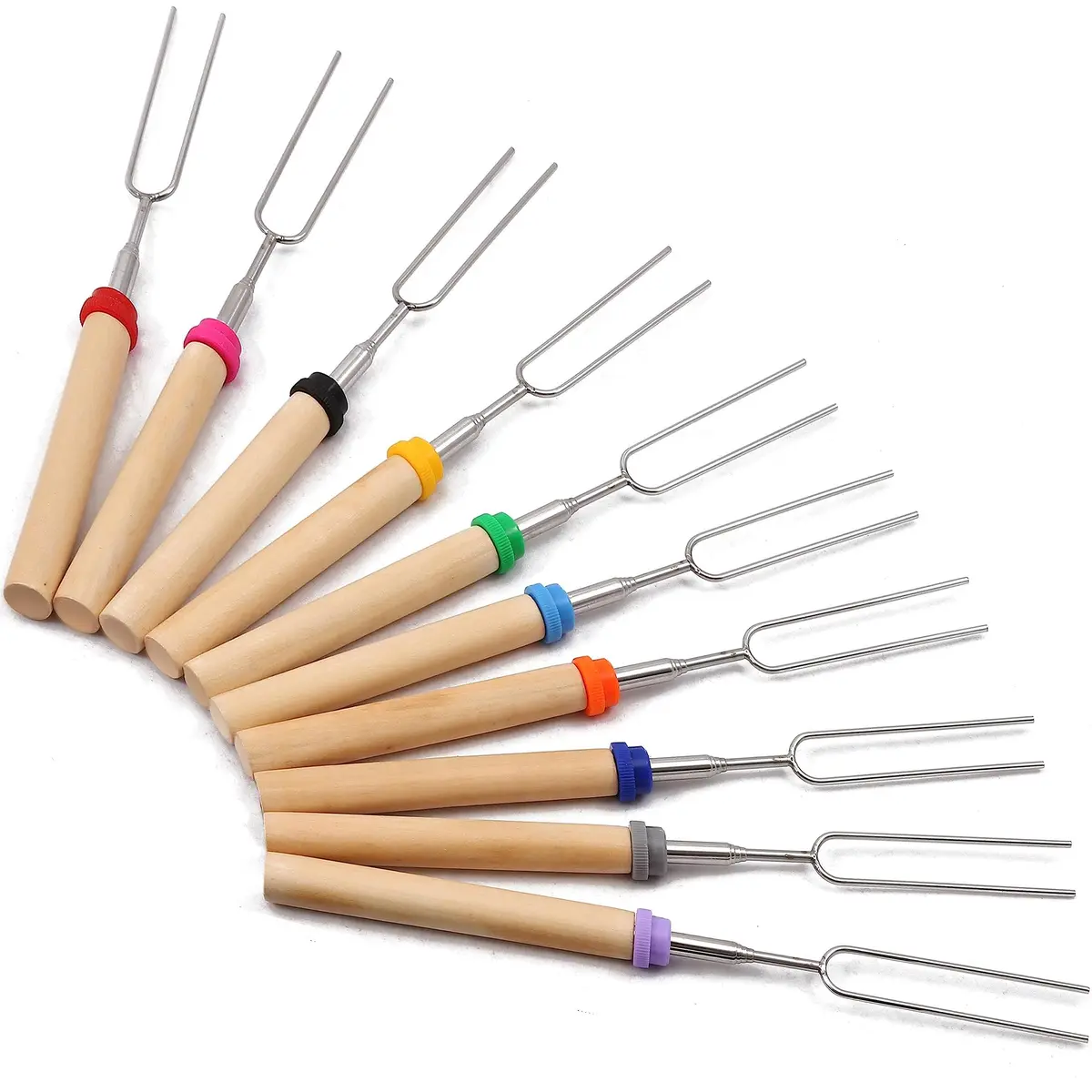 MalloMe Telescopic Roasting Sticks 32" (10 Pack) | Heavy Duty 304 Stainless Steel Smores Skewers for Campfire & Bonfire - view 7