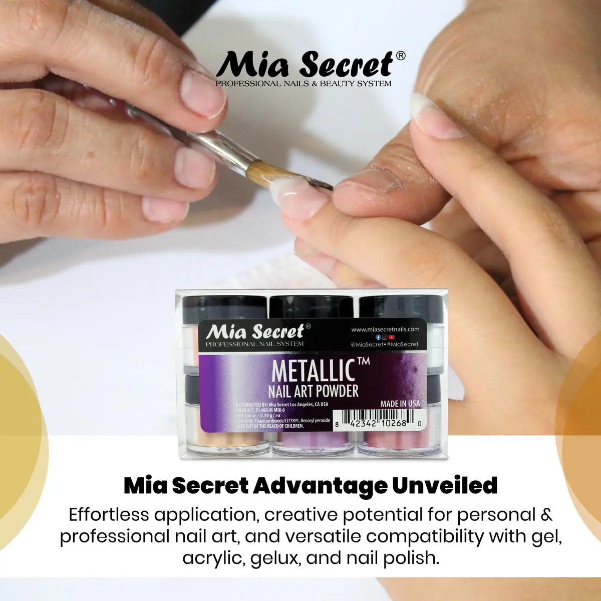 Mia Secret Metallic Nail Acrylic Powder Set of 6 | Salon-Quality, Long-Lasting Finish (70-120 chars) - view 7