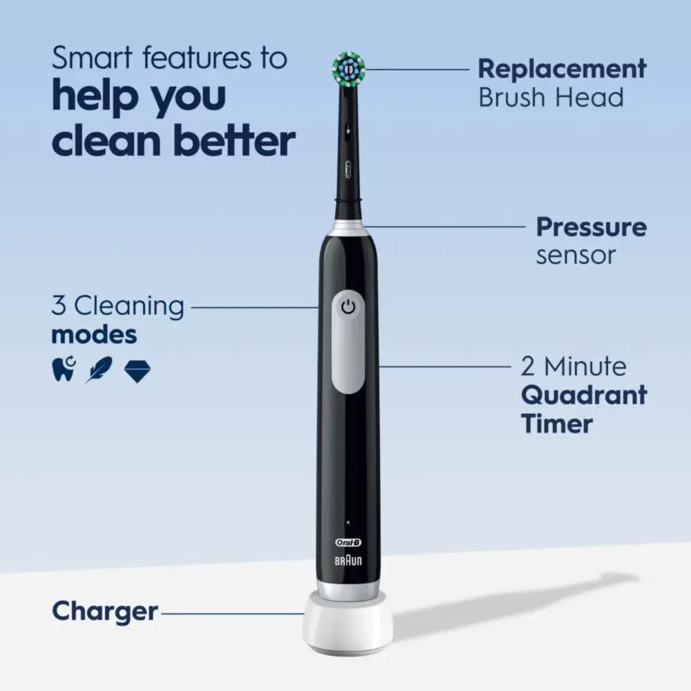 Oral-B Pro 1000 Rechargeable Electric Toothbrush Black 1 Count (Pack of 1) | Dentist-Recommended Cleaning - view 2