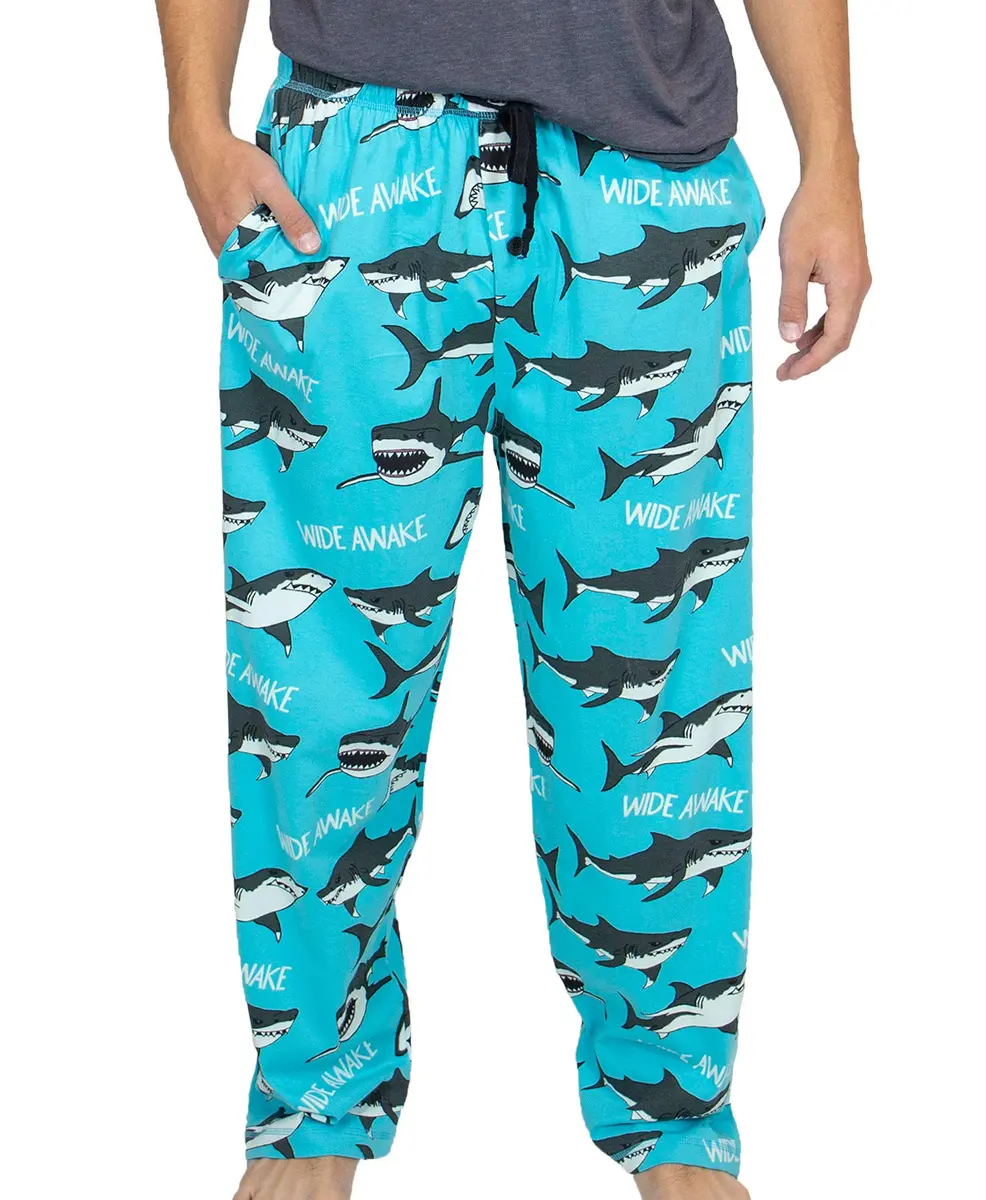 Lazy One Novelty Men's Pajama Pants, Shark, S | Soft Cotton Lounge Pants for Men - main product image