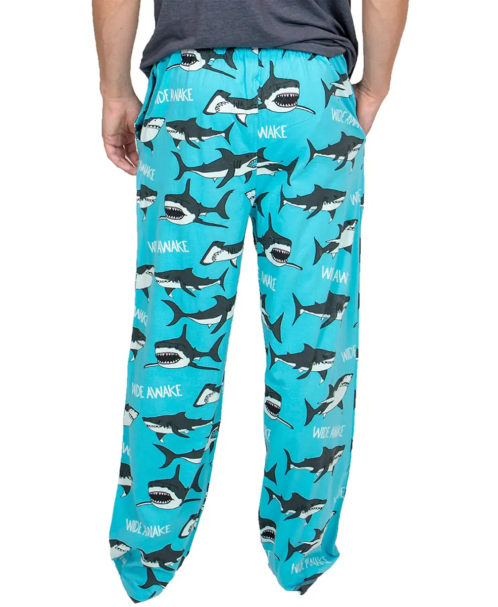 Lazy One Novelty Men's Pajama Pants, Shark, S | Soft Cotton Lounge Pants for Men - view 2
