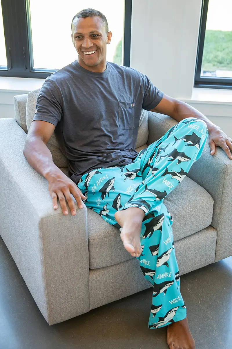 Lazy One Novelty Men's Pajama Pants, Shark, S | Soft Cotton Lounge Pants for Men - view 3