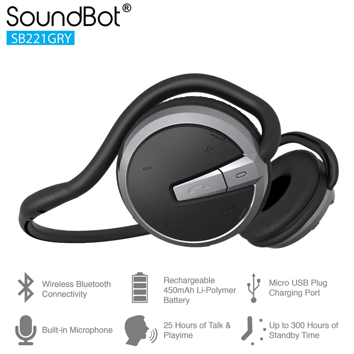 Soundbot SB221 Neckband Bluetooth Headphones | 20-Hour Music, 25-Hour Call Time, Sweat Resistant - view 2