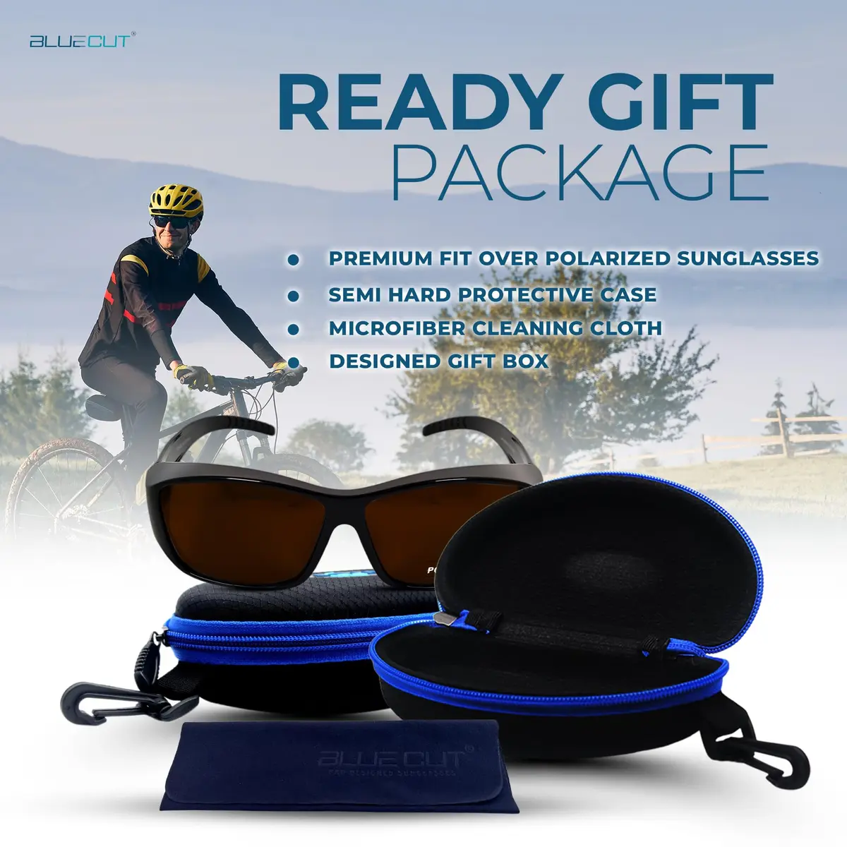 BLUE CUT Fit Over Polarized Sunglasses for Men & Women | 65mm (2.56") Lens Width, 154mm (6.06") Arm Length - view 5