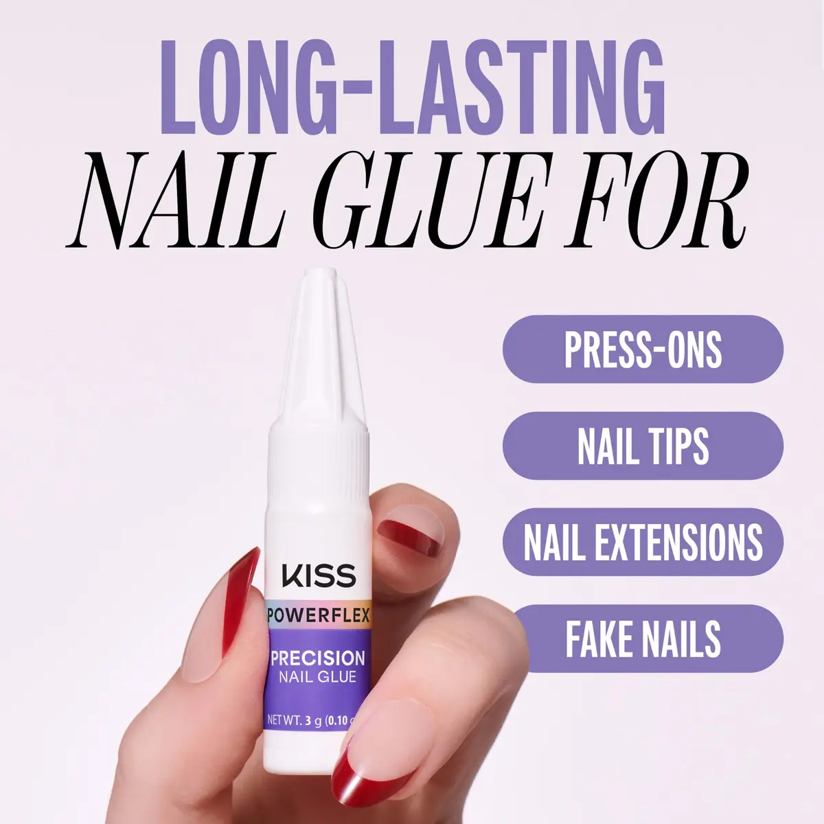 KISS PowerFlex Precision Nail Glue for Press Ons, Kits, Tips & Wraps 0.10 oz (2.96 ml) | Ultra Strong Bond for DIY Nails - view 2