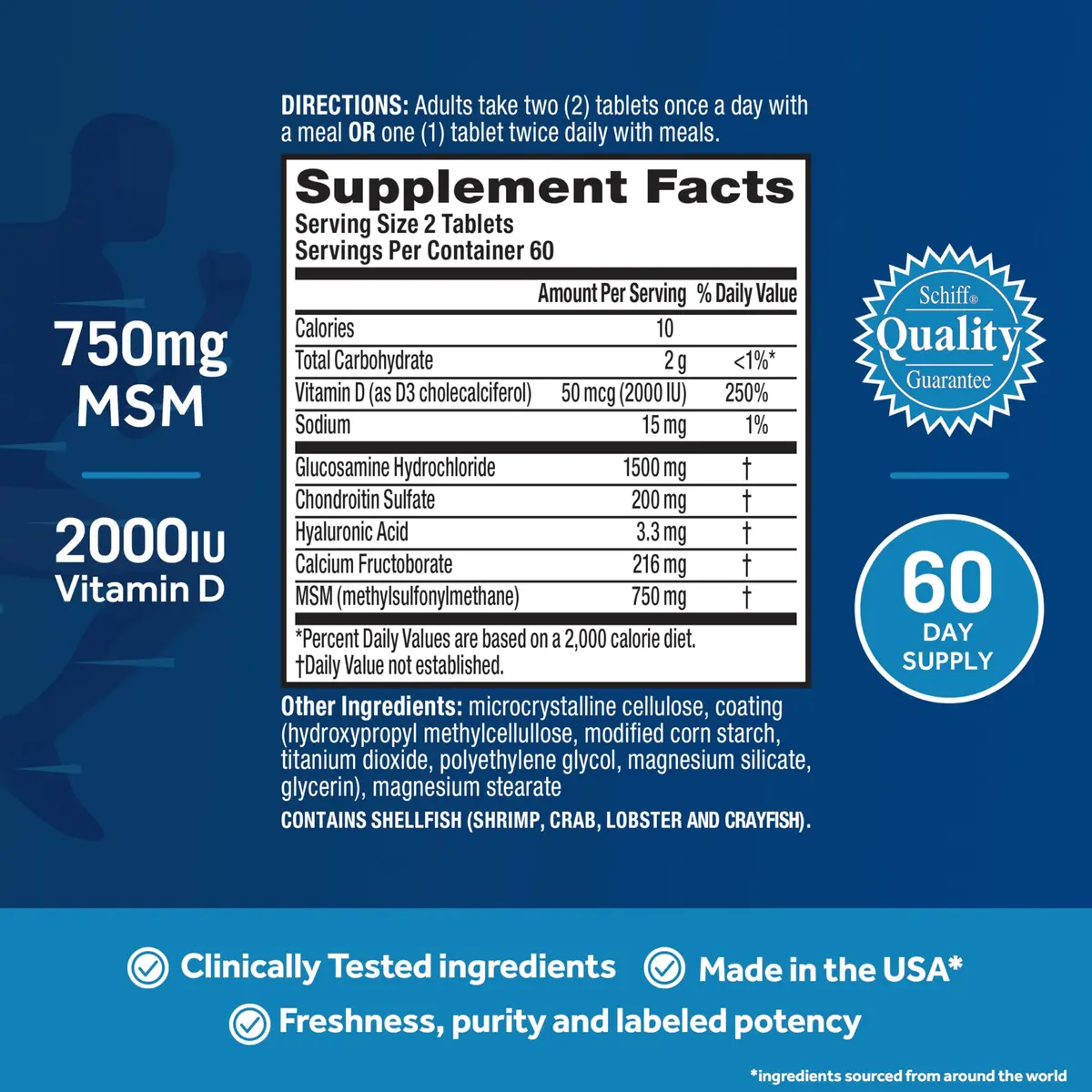 Move Free Advanced Glucosamine Chondroitin MSM + Vitamin D3 | Supports Joint & Bone Health, 120 Tablets - view 4
