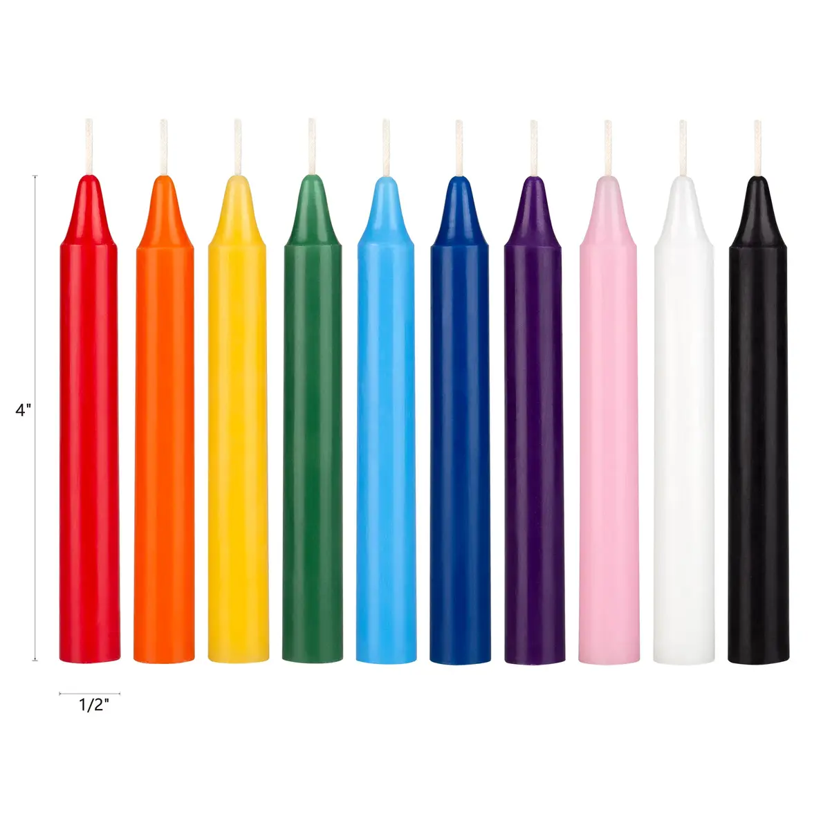Mega Candles Mini Taper Spell Candles 40 Count | Unscented, Clean Burning, 4" x 1/2" Assorted Colors - view 2