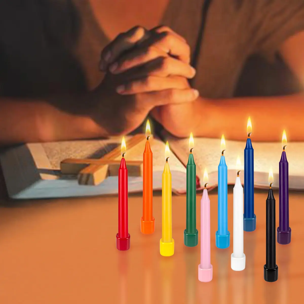 Mega Candles Mini Taper Spell Candles 40 Count | Unscented, Clean Burning, 4" x 1/2" Assorted Colors - view 4
