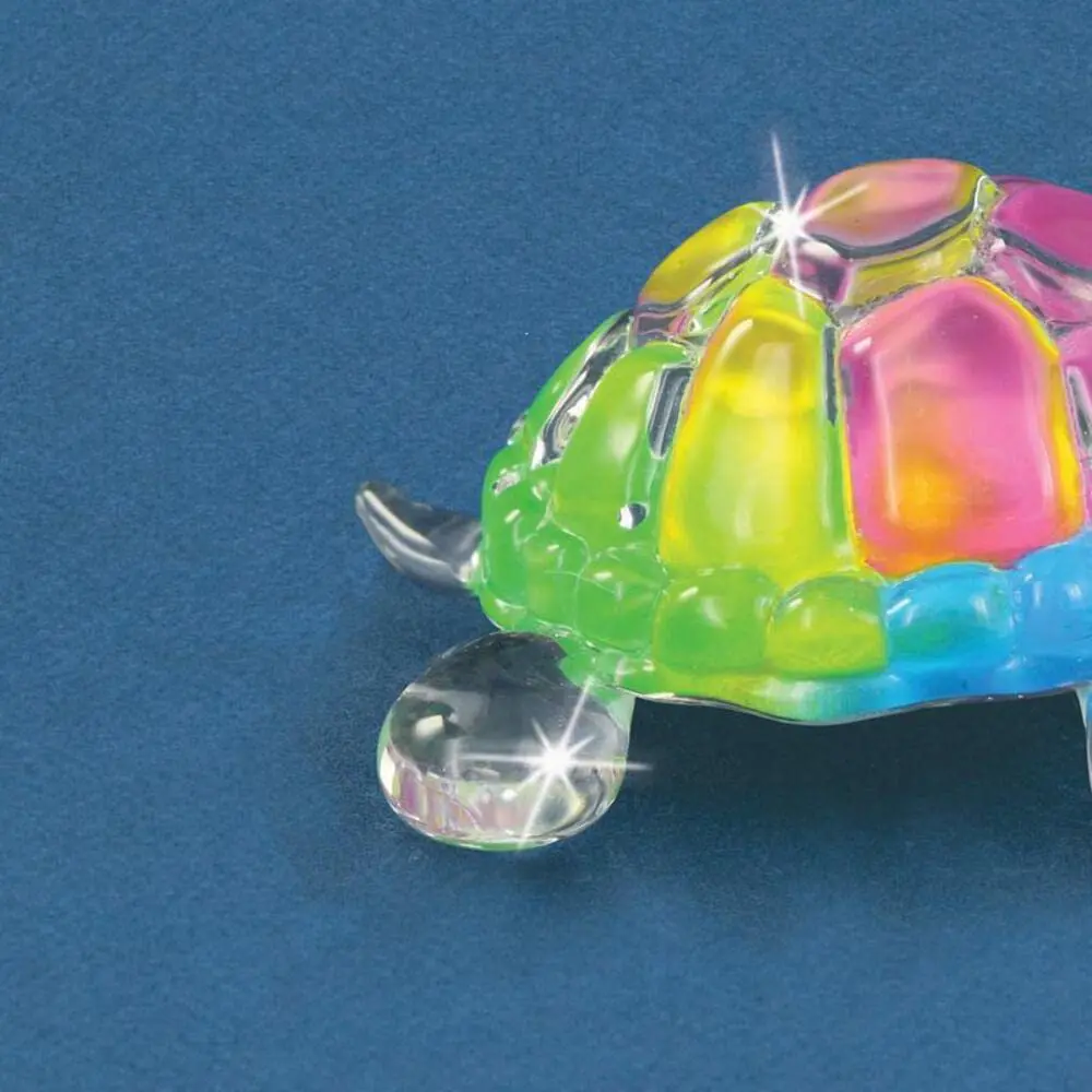 Glass Baron Rainbow Snow Cone Small Turtle Figurine with Crystal | Handcrafted Glass Decor, Rainbow Colors, Swarovski Eyes - view 3