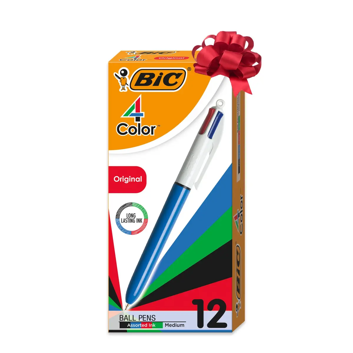 BIC 4-Color Retractable Ball Pens 12 Pack | Versatile Multi-Color Ink for School & Office - main product image