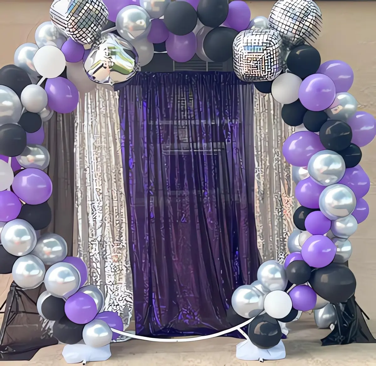 ShinyBeauty Sequin Backdrop Curtain 4FTx6FT | Purple Glitter Wedding & Event Decor - view 5