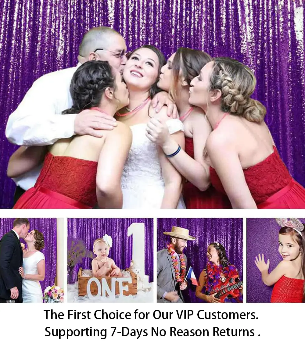 ShinyBeauty Sequin Backdrop Curtain 4FTx6FT | Purple Glitter Wedding & Event Decor - view 7