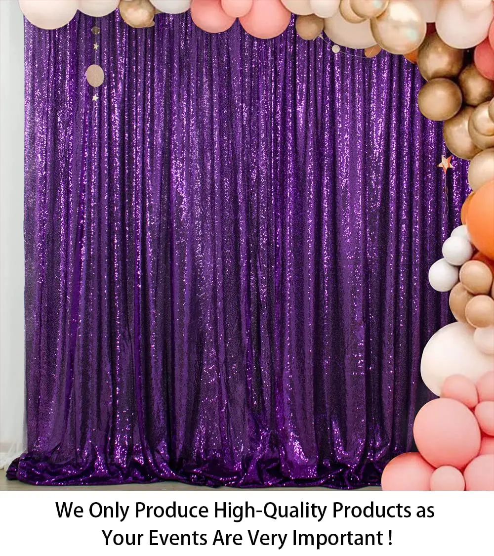 ShinyBeauty Sequin Backdrop Curtain 4FTx6FT | Purple Glitter Wedding & Event Decor - view 2