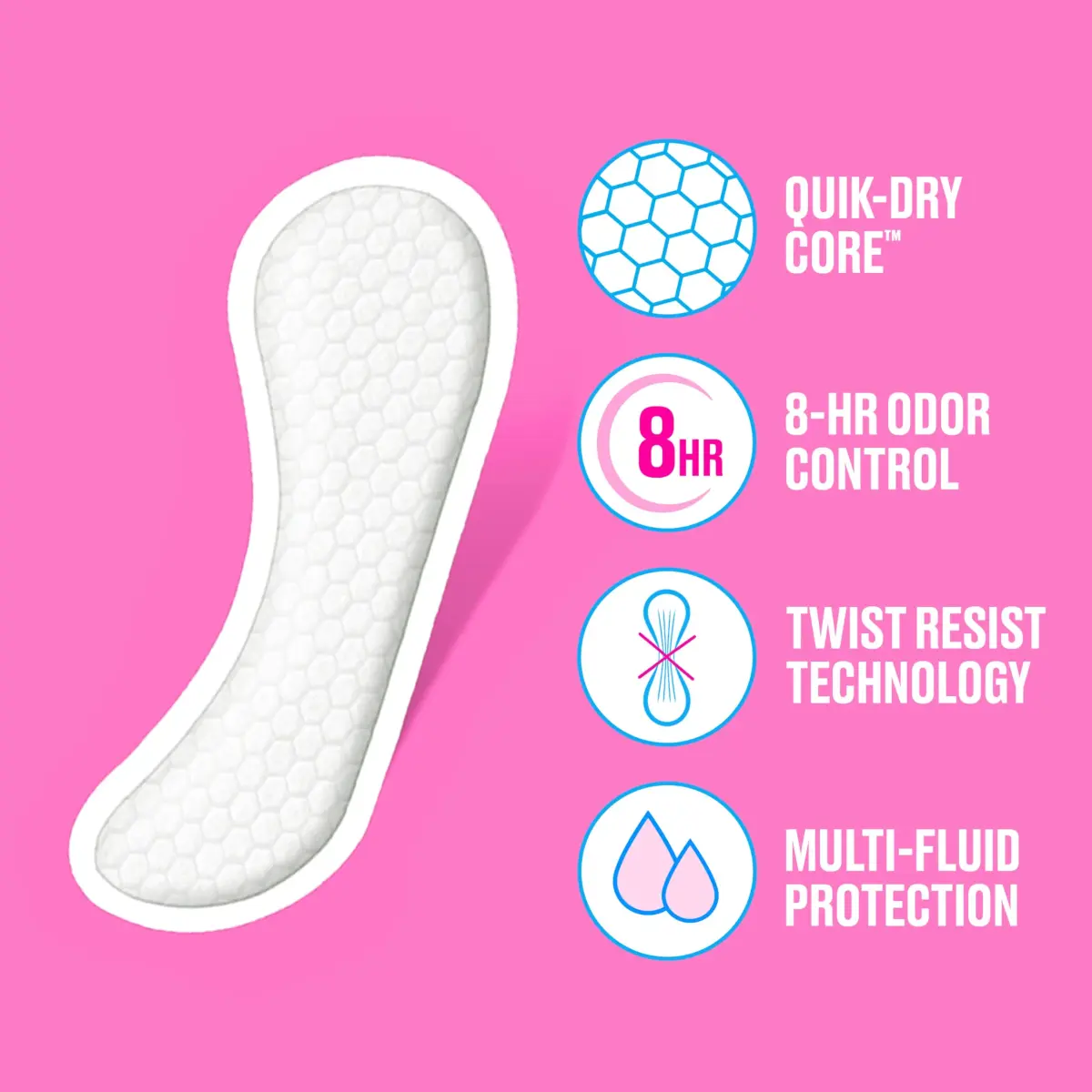 Carefree Panty Liners for Women, Regular, Wrapped, Unscented, 54 ct | Hypoallergenic & Fragrance-Free for Daily Comfort - view 3
