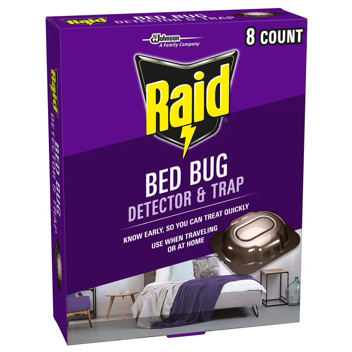 Raid Bed Bug Detector & Trap 8 Count | Early Detection & Monitoring for Home or Travel - main product image