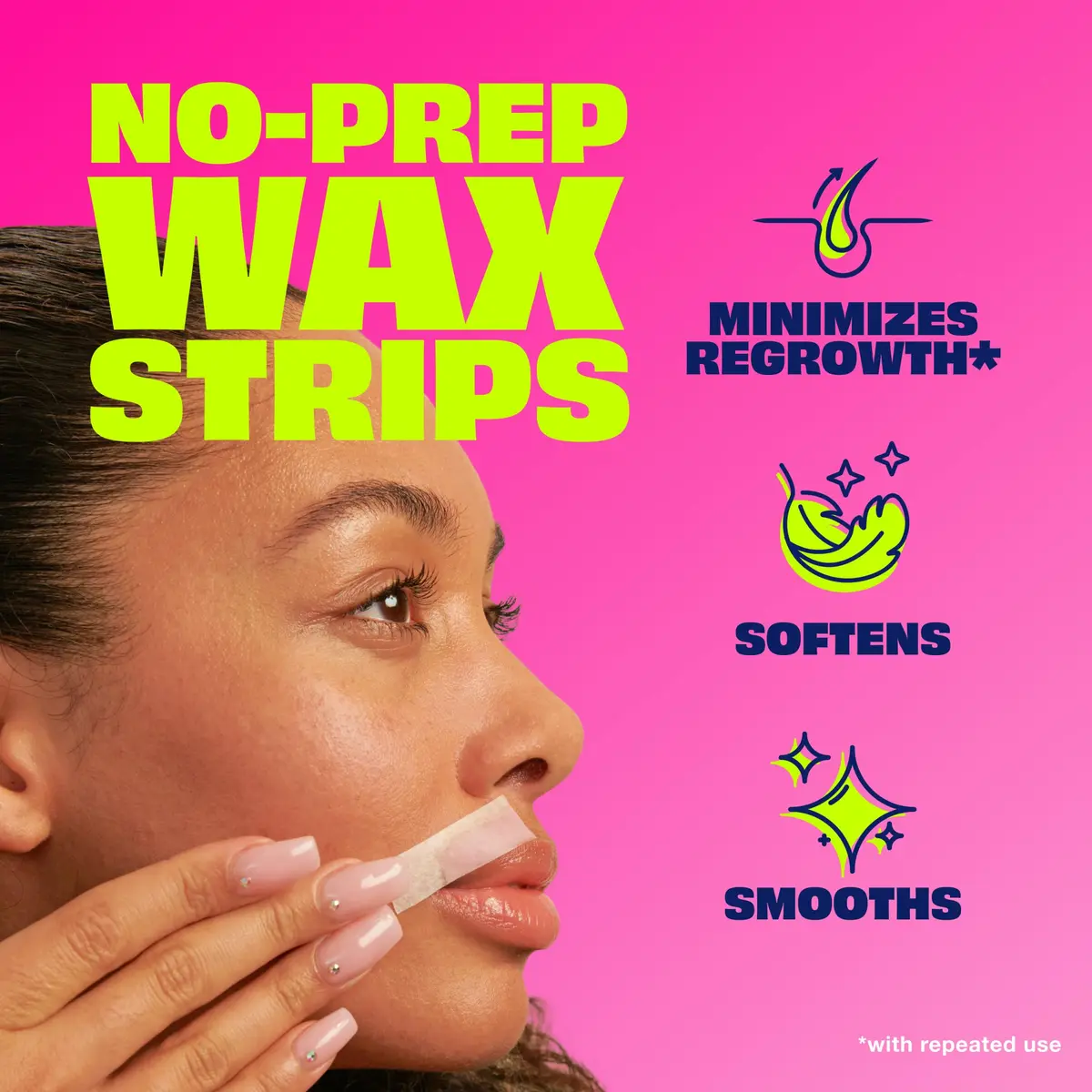 Nair Hair Remover Wax Ready Strips Face & Bikini 40 Count | Dermatologist Tested, Long-Lasting Results - view 2