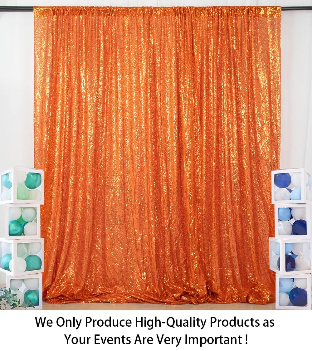 ShinyBeauty Orange Sequin Backdrop Curtain 4x7FT Halloween Party Decor | Seamless, Reusable, Perfect for Events - view 2