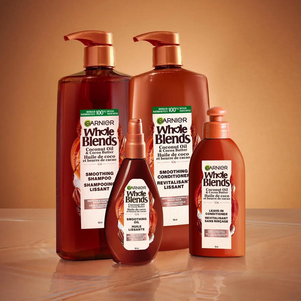 Garnier Whole Blends Smoothing Oil Coconut Oil & Cocoa Butter Extracts 3.4 Fl Oz (100ml) | Frizz Control & Shine - view 5