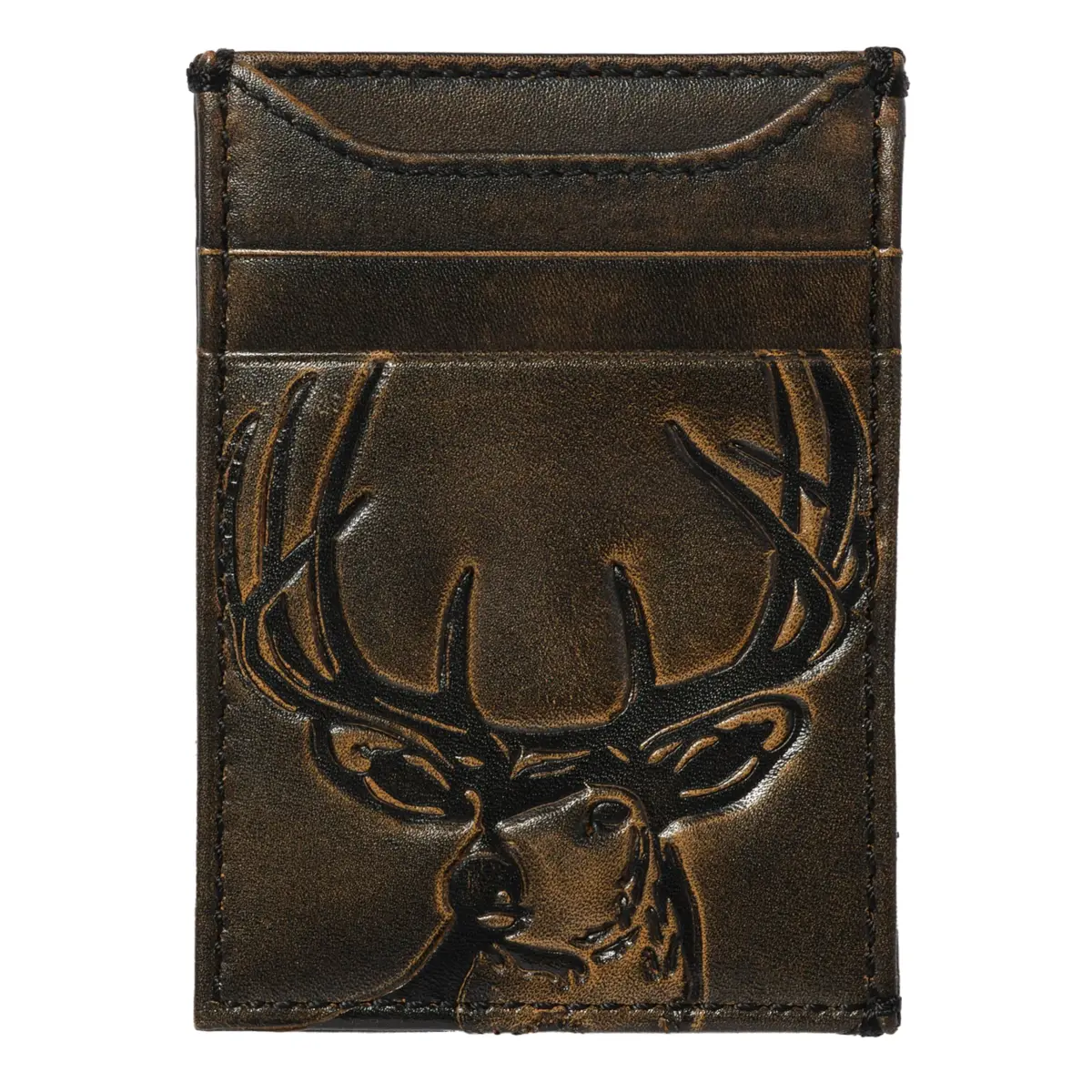House of Jack Co. Deer Magnetic Money Clip Wallet 2.75" L x 4" H | Full Grain Leather, Slim Front Pocket Carry - main product image