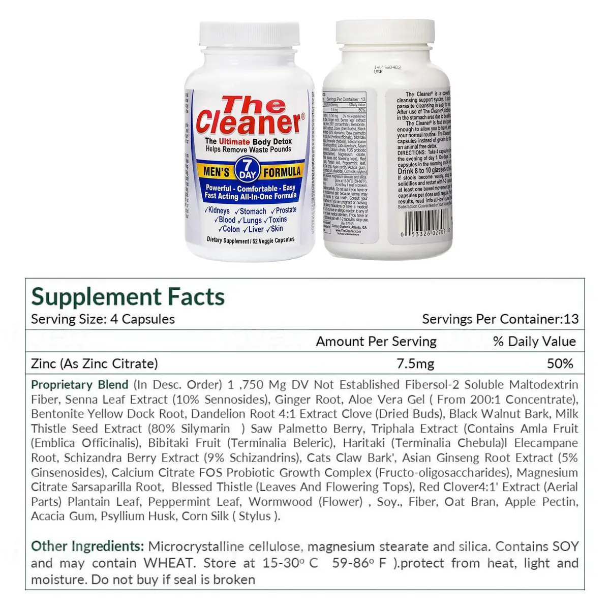 Century Systems The Cleaner Detox 52 Vegetarian Capsules | 7-Day Internal Cleansing Support for Men - view 8