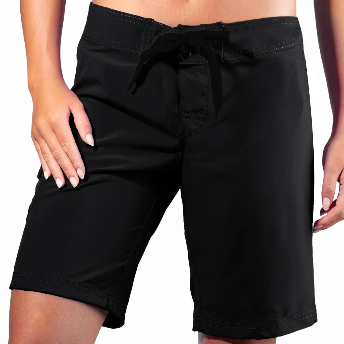 Kanu Surf Women's Marina Solid Stretch Boardshort, Black, Size 8 | UPF 50+ Quick Dry Comfort - main product image